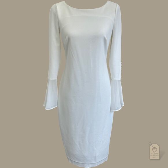 Calvin Klein White Sleeveless Sheath Dress Size 8 - Picture 1 of 10